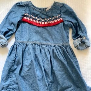 Boho denim dress with fringe! Adorable details